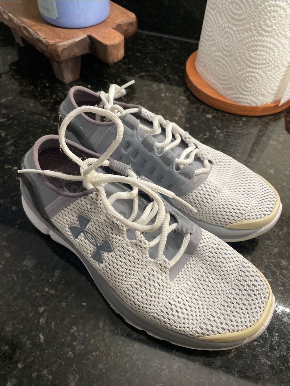 Under Armour Gray and White Breathable Mesh Training Shoes